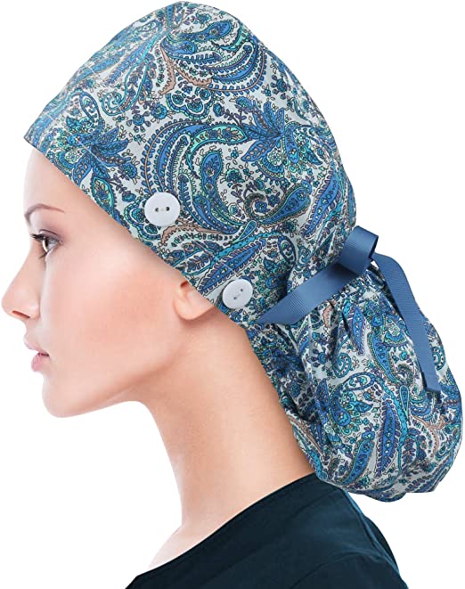 Light Blue Surgical Scrub Cap w/ Sweatband MADE IN THE USA Doctors Surgeon  Hat for Men Women
